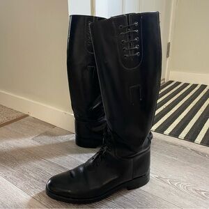 Police Patrol Tall Leather Lace Up Motorcycle Moto Equestrian Boots Mens Size 9